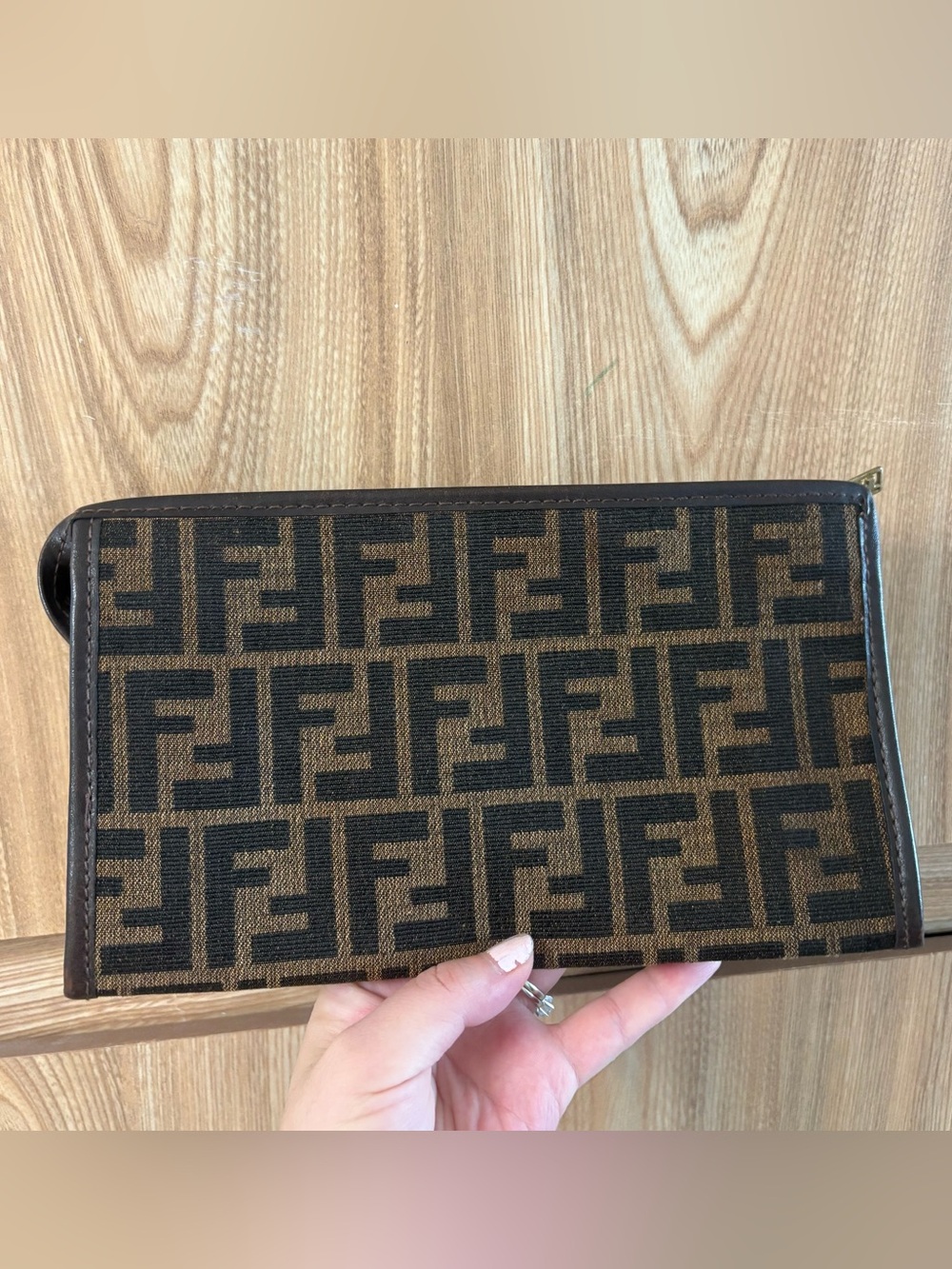 Auth FENDI ZUCCA Vintage clutch bag pouch